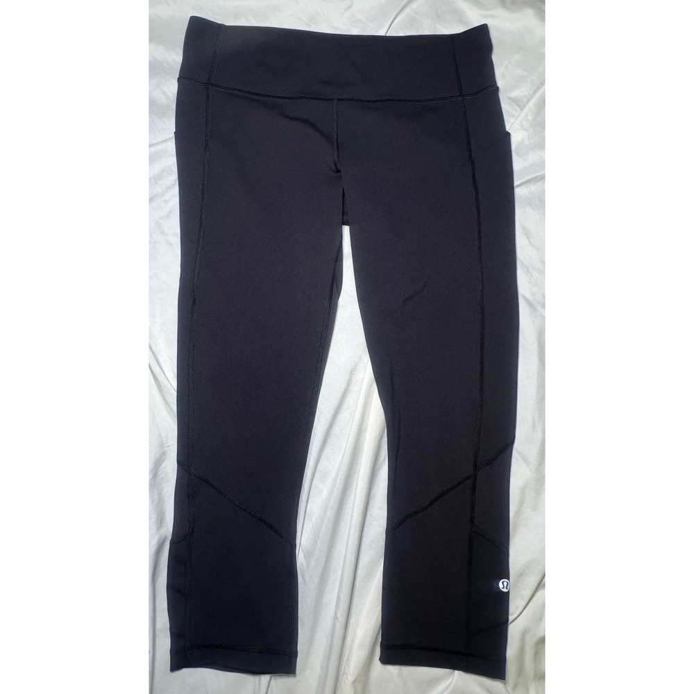 Lululemon Speed Up Crop Leggings Womens 8 Black‎ Luxtreme Running Pockets